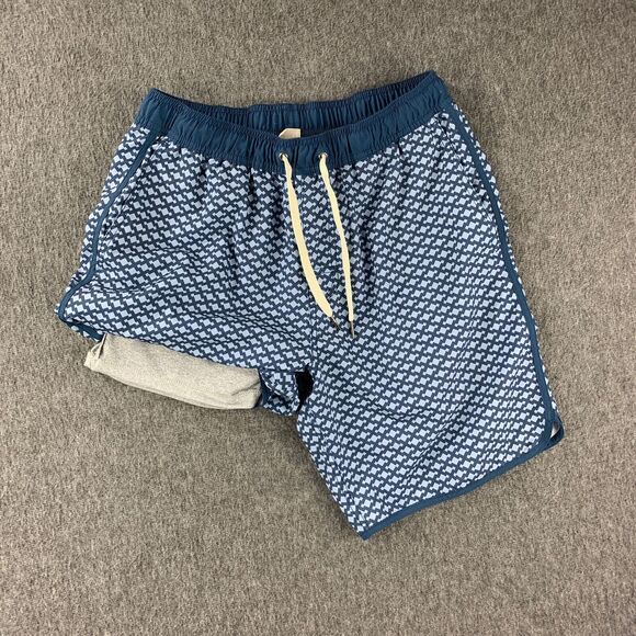Fair Harbor Other - Fair Harbor Swim Trunks Mens Medium Blue Geometric Drawstring Lined 2 In 1